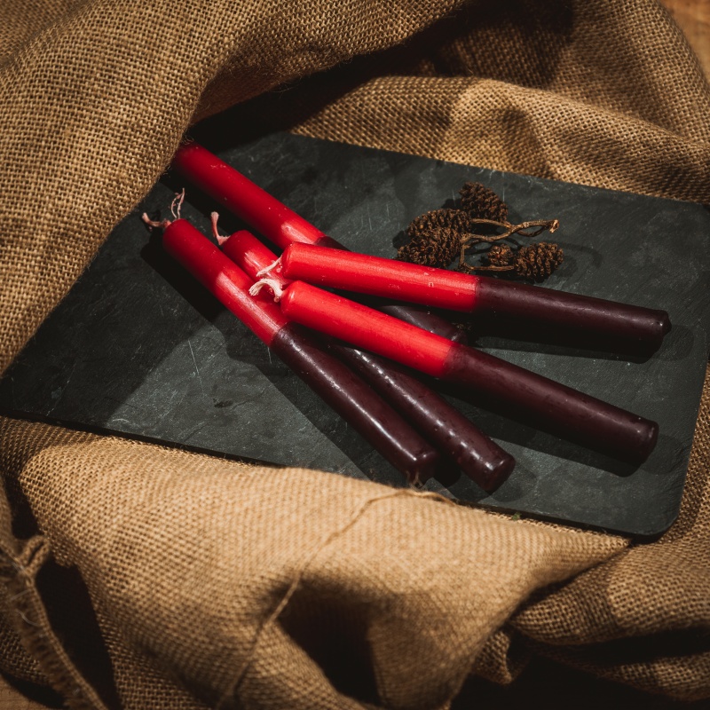 Velas Vermelho e Castanho - Pack de 10
